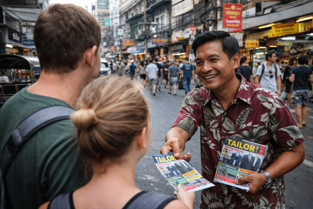 bangkok tailor scam guide street promotion