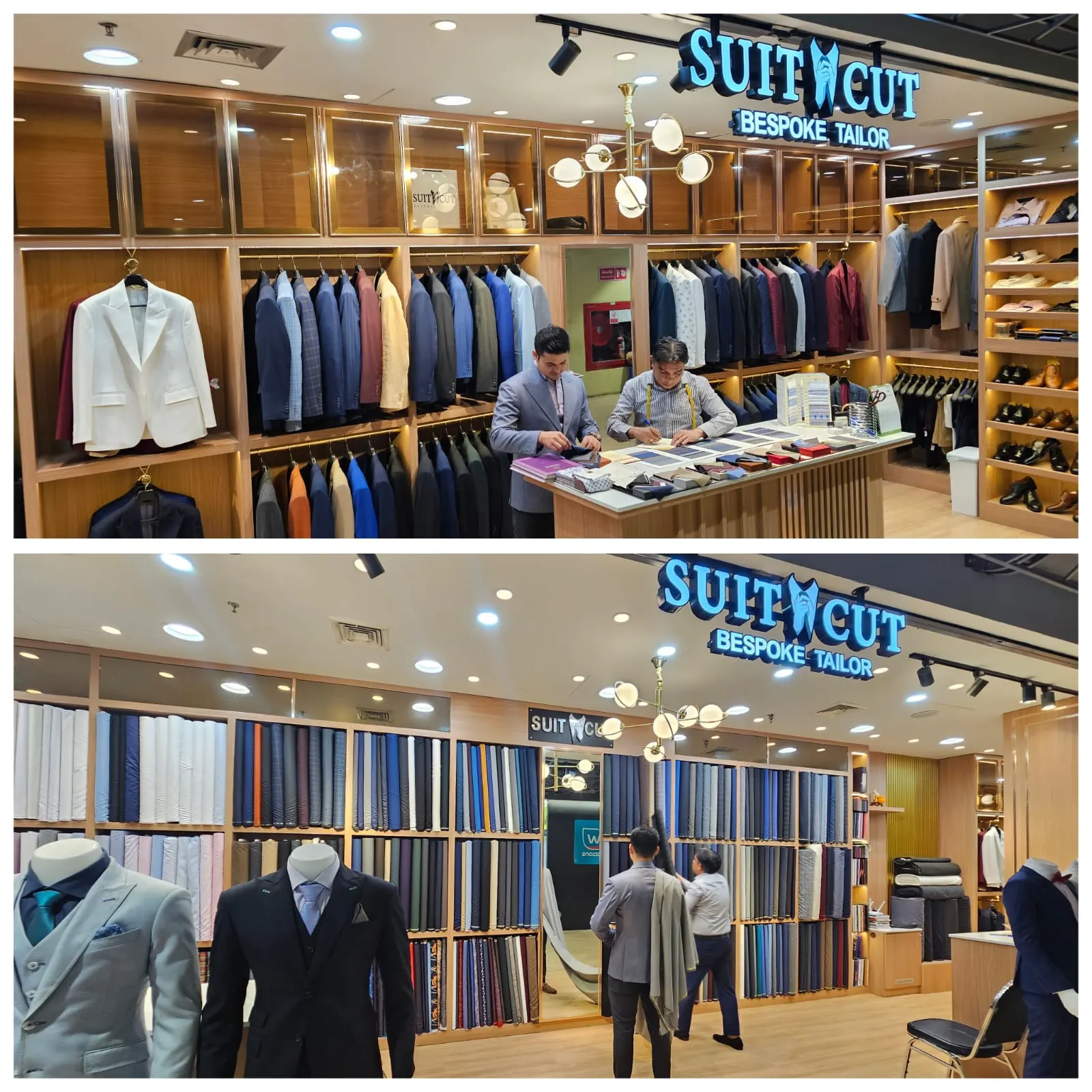 Suit Cut Bespoke Tailor Bangkok fitting area and fabric display